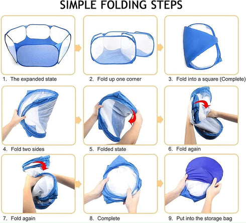 Hamster Foldable Exercise Playpen, Breathable and Transparent Pet Playpen, Indoor/Outdoor Cage Small Animal Fence for Syrian Hamster Rats Chinchil...